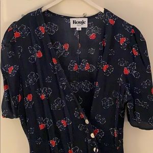 Rouge navy floral wrap dress 40 M/L